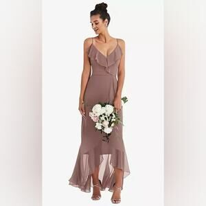 Thread Ruffle Trim V-Neck Hi Low Wrap Dress 18